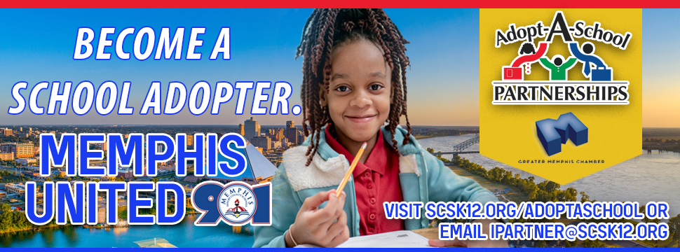 Become A School Adopter. Memphis United 901 | Adopt-A-School banner
